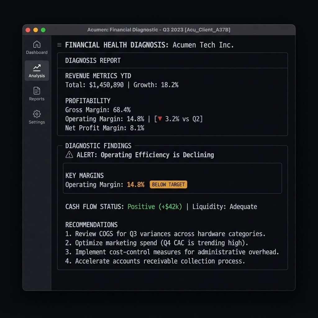 Screenshot of a real AI CFO financial analysis